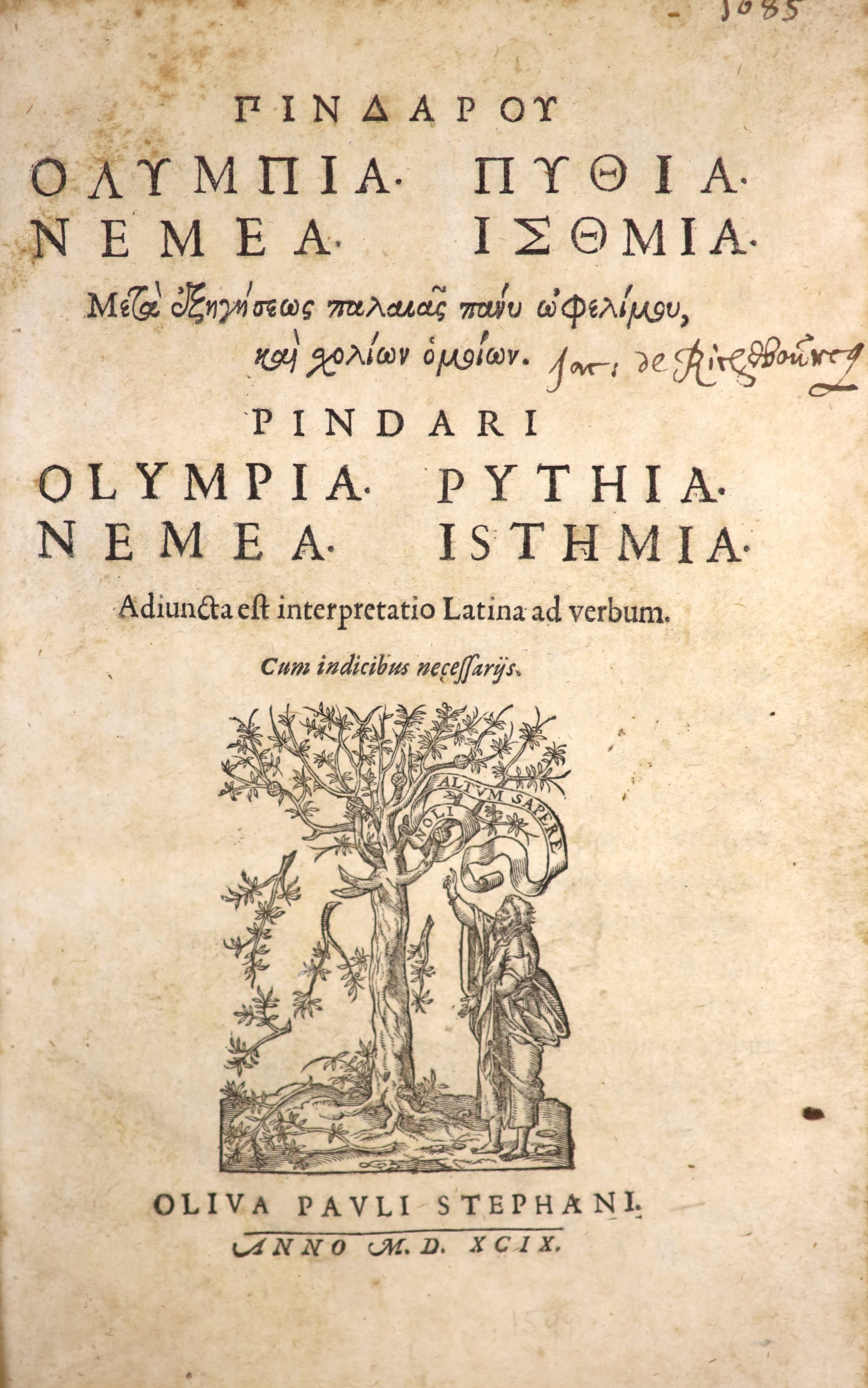 Pindar [Greek title]. Olympia, Pythia, Nemea. Isthmia ...